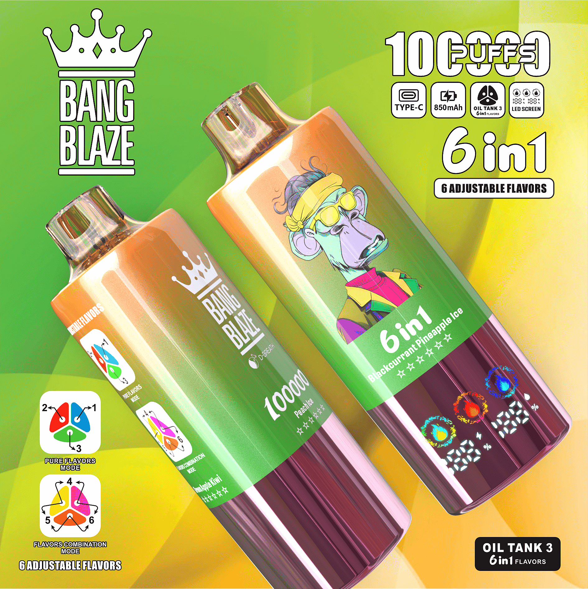 Bang Blaze 100000 Puffs – 6-in-1 Flavors | 0%/2%/3%/5