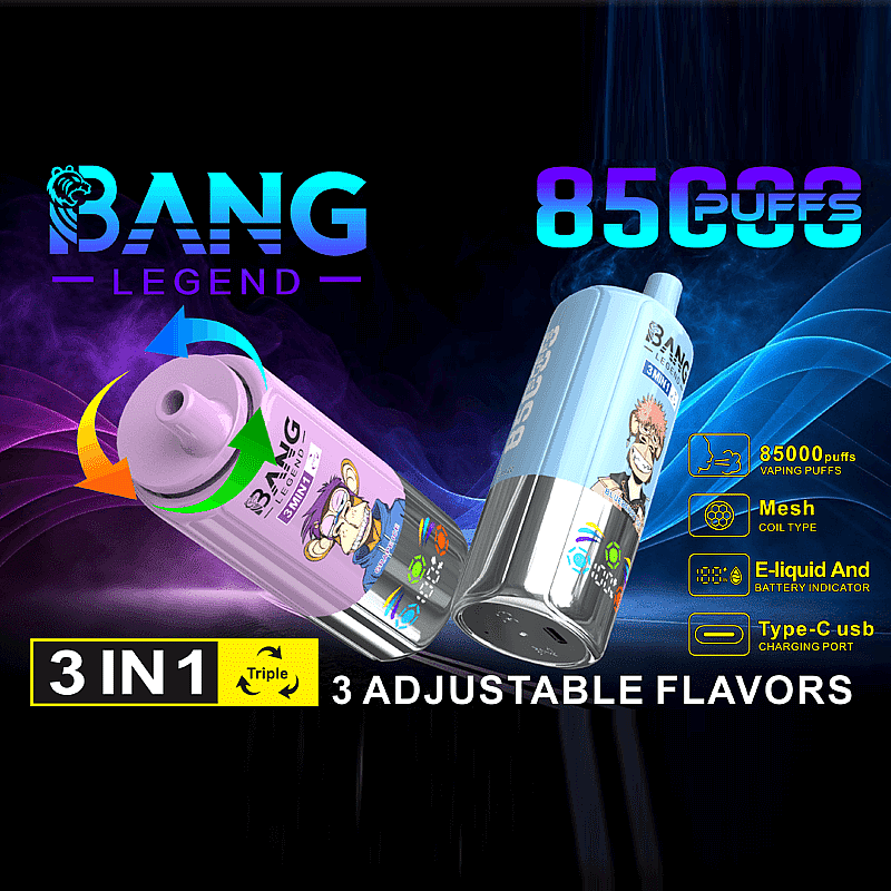Bang Legend 85000 Puffs 3-in-1 switchable flavors disposable vape