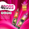 Two colorful disposable vape devices with cartoon monkey designs labeled Watermelon and Strawberry Ice, advertised with 40000 puffs, 1000mAh battery, Type-C charging, and mesh coil beneath the brand name BANG KING on a vibrant pink background.