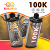 Two black QQ BANG vape pods with bald eagle graphics, labeled 100K, Type-C 650mAh dual mesh