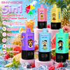 Pods de vapotage 5-en-1 multi-parfums Bangde en violet, bleu, jaune et vert, avec des illustrations de boissons aromatisées et des icônes