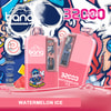 Pink disposable vape devices with “32 Puffs” and “Watermelon Ice” text on a colorful graphic background