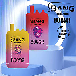Two rectangular disposable vape devices with monkey graphics, one yellow-to-pink gradient and one red-to-pink gradient, labeled 