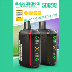 Promotional banner showing two black “Bangking” rechargeable 12-star sign devices with “5000mAh” and “Black Gold Edition” text