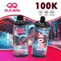 QQ BANG 100K dual mesh e-cig pod bottles with 650mAh Type-C and Mixed Fruits flavor text
