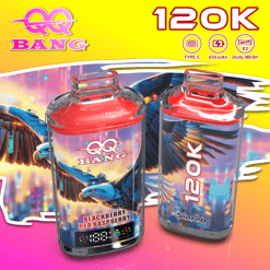 QQ BANG 120K dual mesh 650mAh e-liquid bottles with QQ BANG logo and flavor label