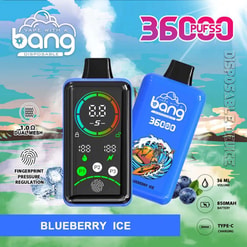 Blue 3BCPuffs disposable vape kit labeled “Blueberry Ice” with device display and flavor artwork