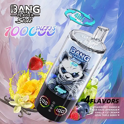 Bang Leader Stoli e-liquid bottle featuring a panda artwork and four flavors