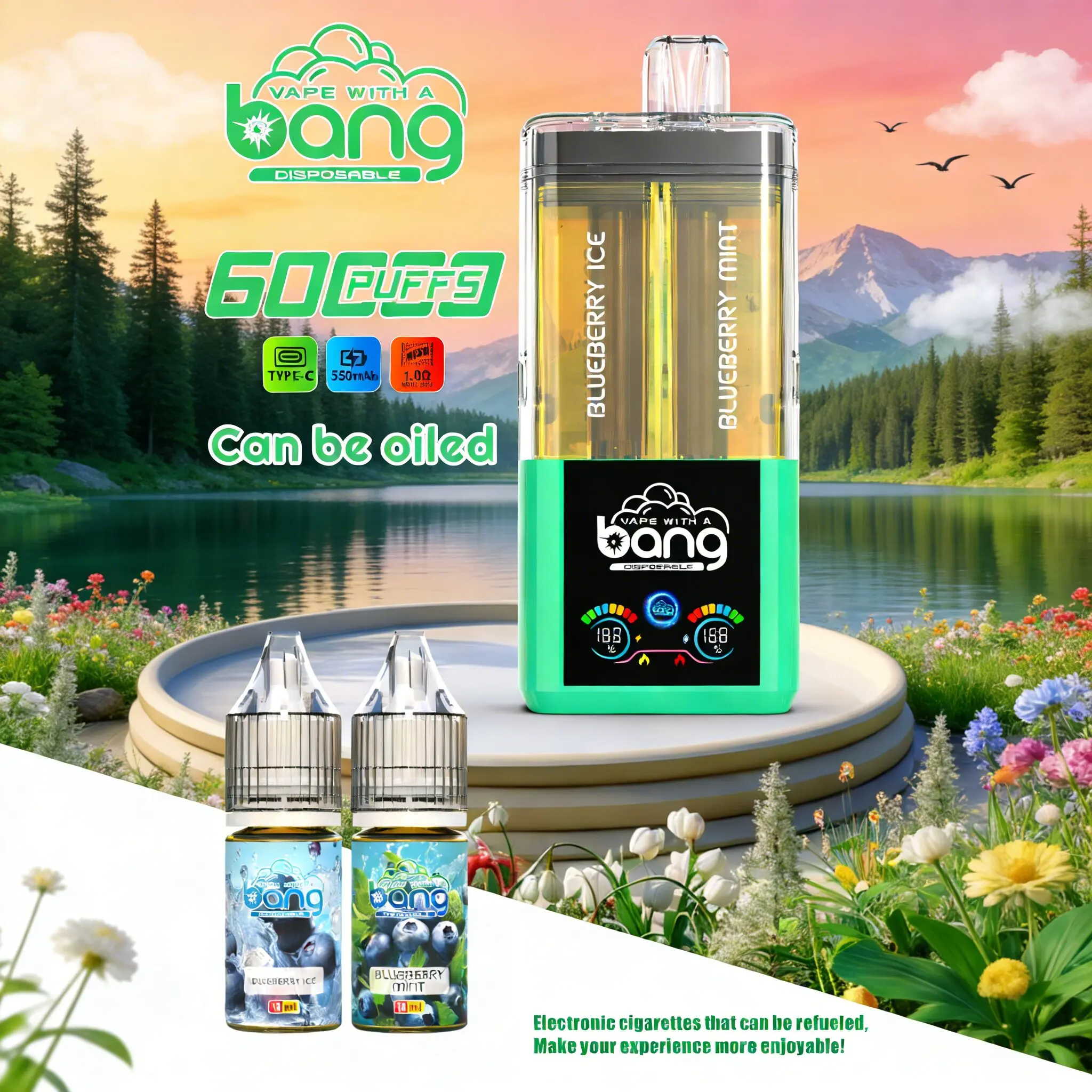 Bang 60K 60000 Puffs | 0%/2%/3%/5% Nicotine | Dual-Flavor Refillable