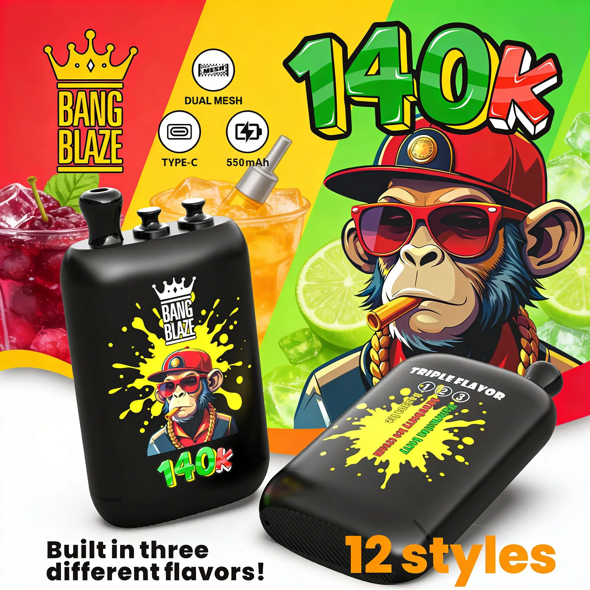 Bang Blaze 140K 140000 Puffs | 0%/2%/3%/5% Nicotine | Dual Mesh Coil